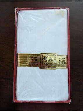 3 Fine Quality Permanent Press Handkerchiefs 65% Polyester 35% Cotton Made In US